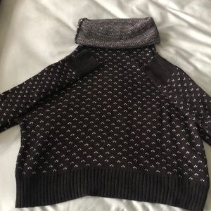 Black and white sweater with cowl neck